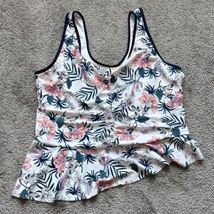 Floral Tankini Top with Ruffle Hem